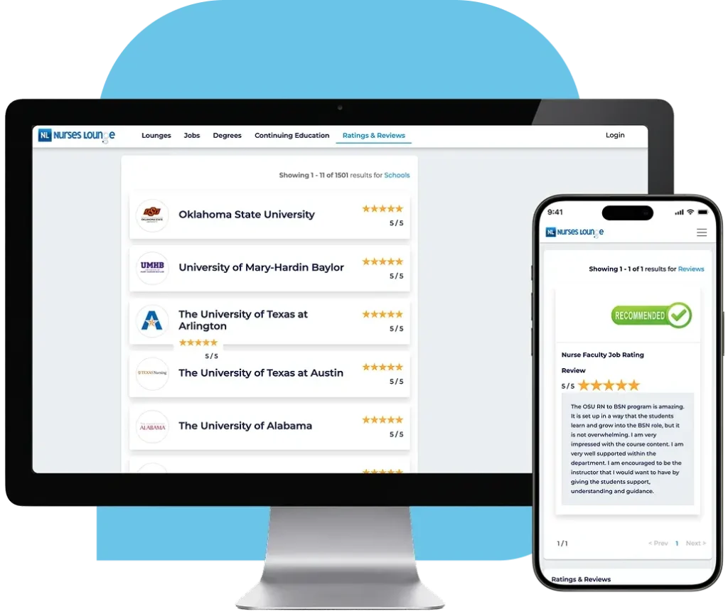 Showcase ratings and reviews for nursing school marketing, helping students evaluate programs within a nursing degree directory.