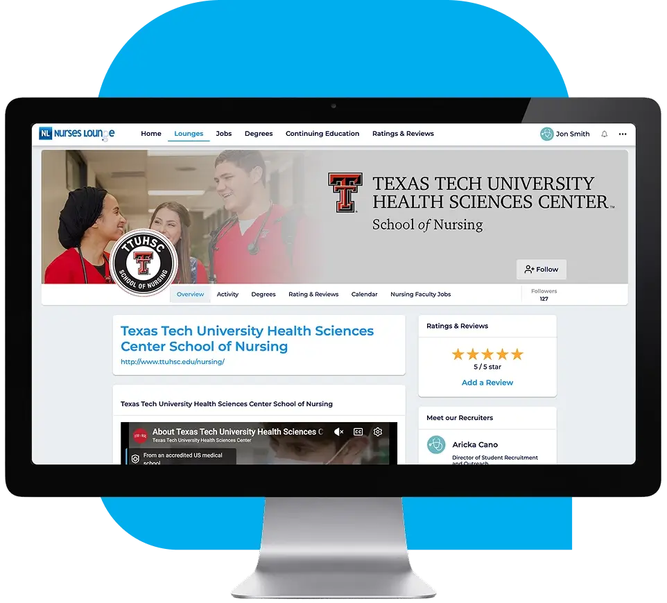 Desktop and mobile view showing a professional platform to build and strengthen alumni engagement for nursing schools through community updates.