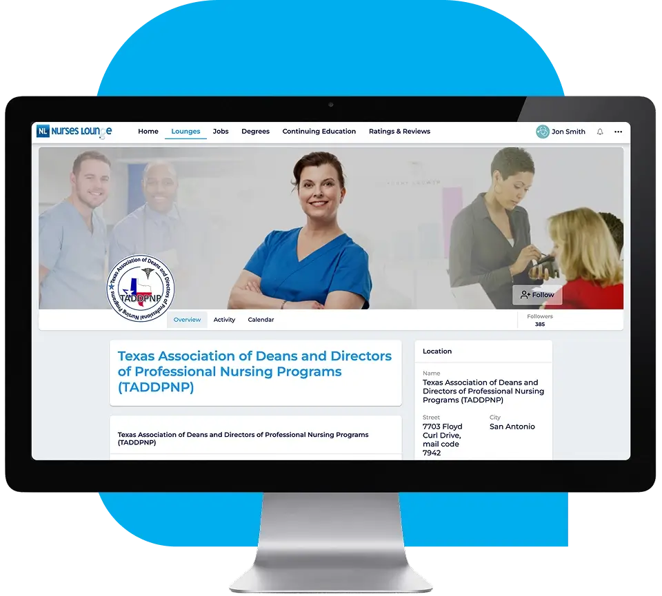 Desktop screen highlighting engagement tools on a nurse association platform to retain and grow nursing membership.