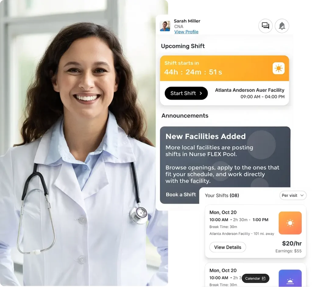 Nurse Staffing Dallas per diem nurse staffing and PRN staffing solution for Dallas healthcare facilities using Nurse FLEX Pool to access a local float pool through an on demand staffing platform and mobile app without hourly agency markups
